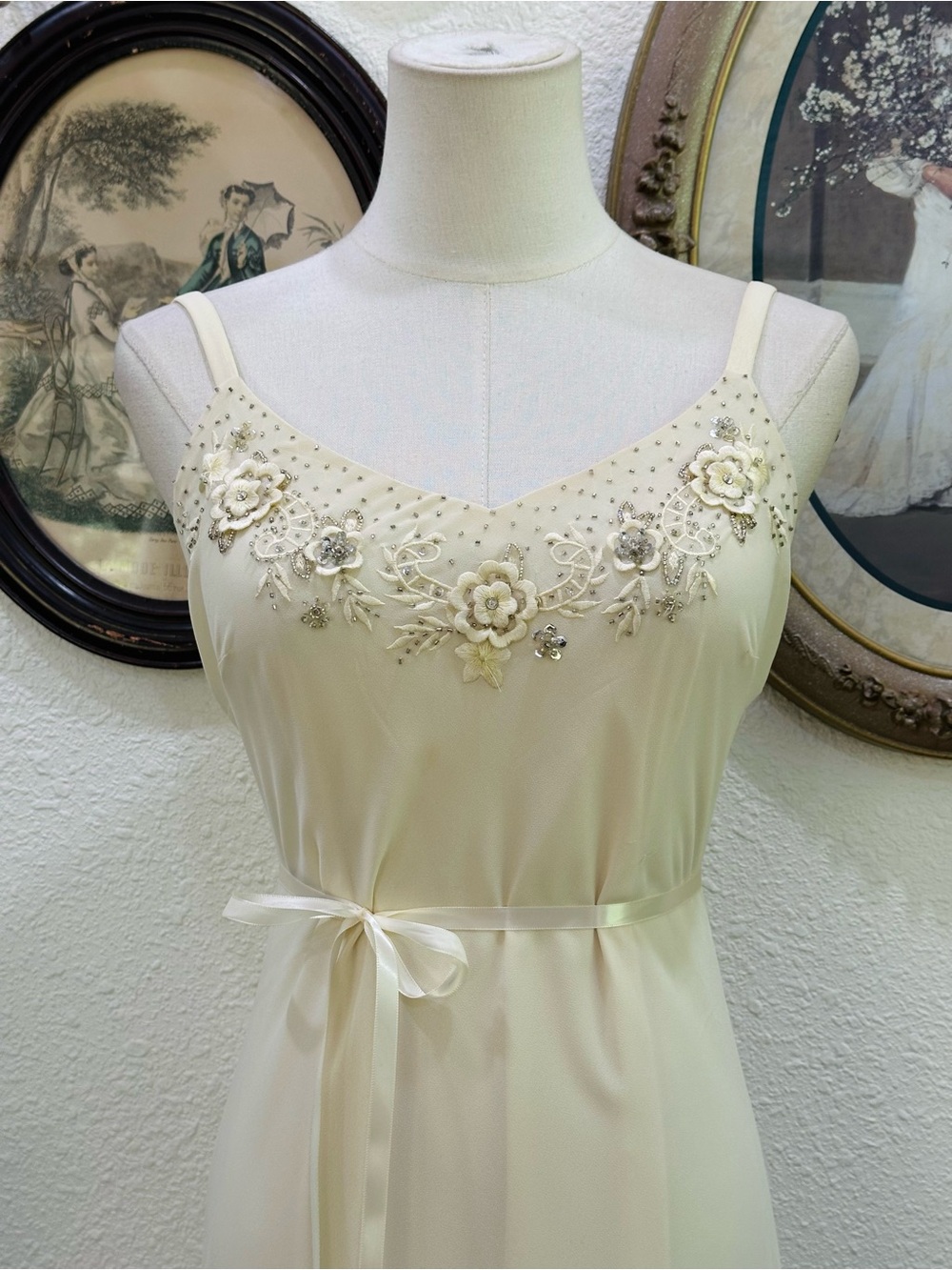 R&M Richards Ivory Two-Piece Chiffon Wedding Dress with Beaded Jacket - Picture 8 of 14
